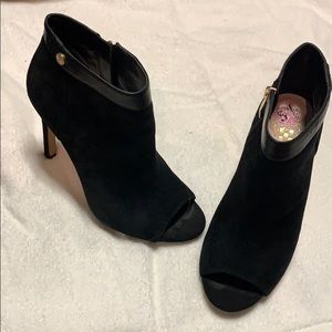 Vince camuto black suede open toe bootie